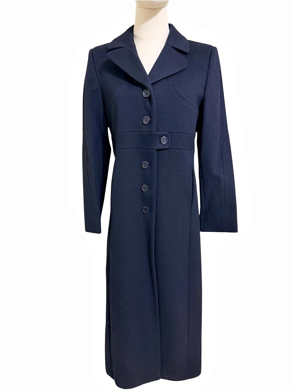 VTG Harvé Benard Black 100% Wool Long Maxi Coat Y2K Women’s Size 4